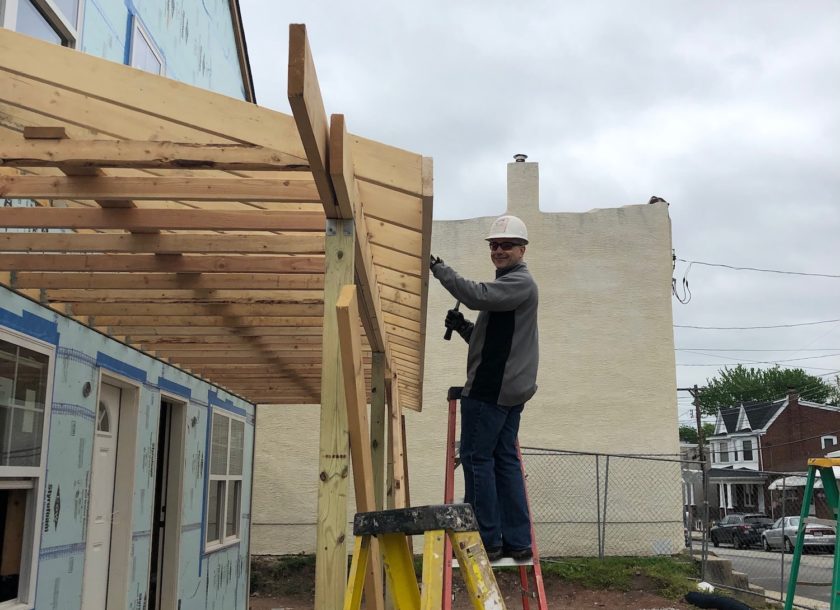 Employee working on construction