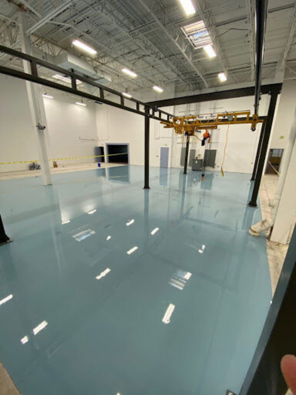 Epoxy floor coating in a facility