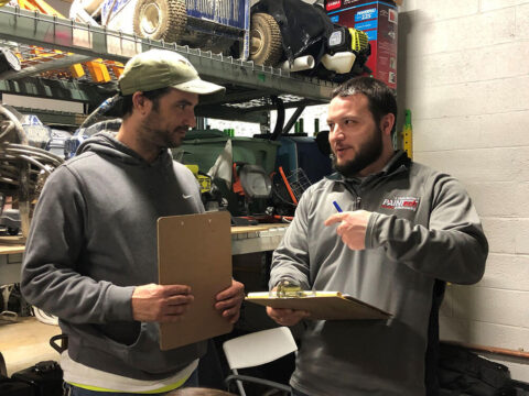 Two contractors discussing a job